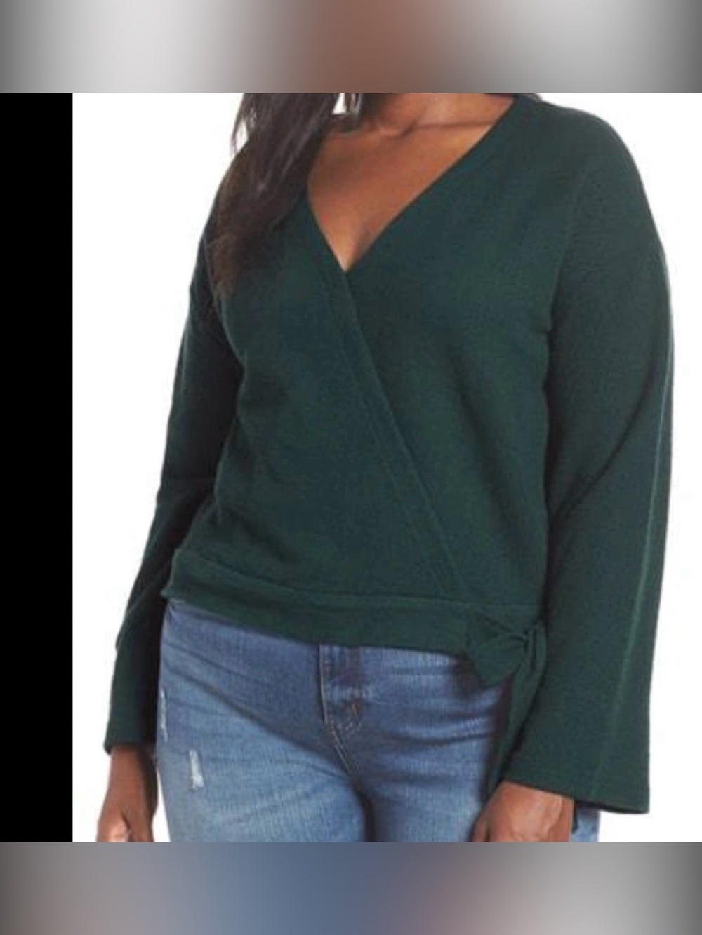 Madewell Texture & Thread Wrap Top in Smoky Spruce Green Small